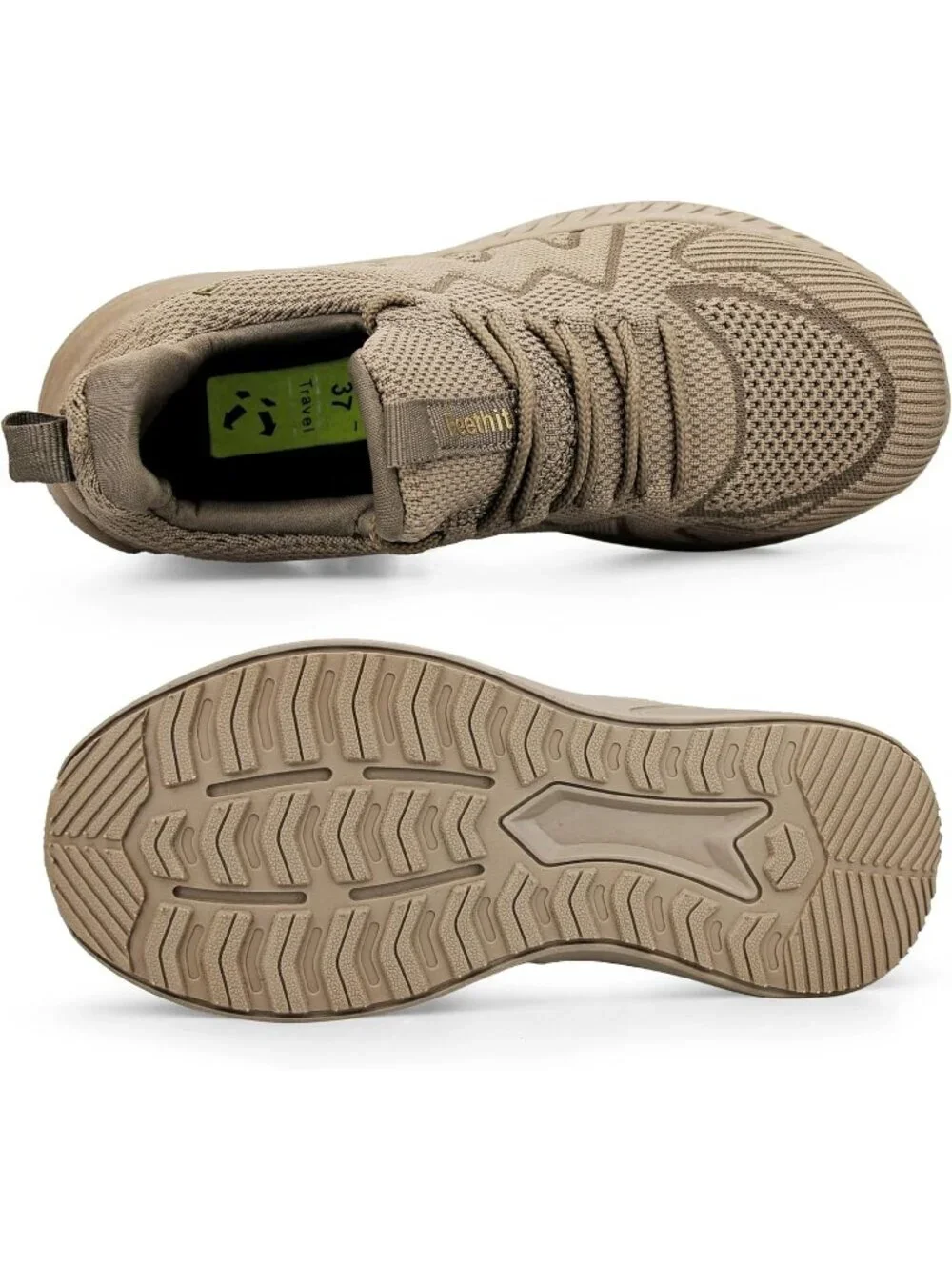Women's Khaki Running Shoes Tennis Walking Shoes Slip on Sneakers Gym Shoes